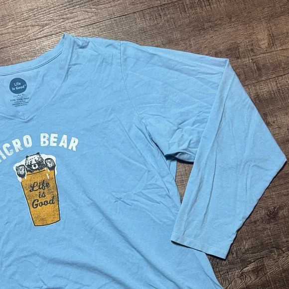 Life Is Good Light Blue Micro Bear Long Sleeve Tee - Picture 3 of 14